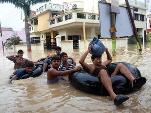Cảnh ngập lụt ở Moradabad ,bang Uttar Pradesh, Ấn Độ