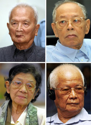 Các bị cáo Nuon Chea, Ieng Sary, Ieng Thirith và Khieu Samphan. Ảnh: AFP