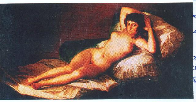  Bức tranh Maja khỏa thân của Franxitxcô Gôya.  (Ảnh chụp lại từ phiên bản)