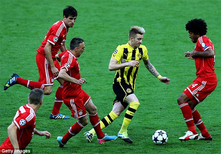 Dormund (áo vàng) đã nhập cuộc tương đối tốt ở những phút đầu trận đấu