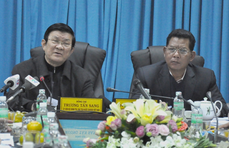 Chủ tịch nước Trương Tấn Sang phát biểu chỉ đạo tại buổi làm việc