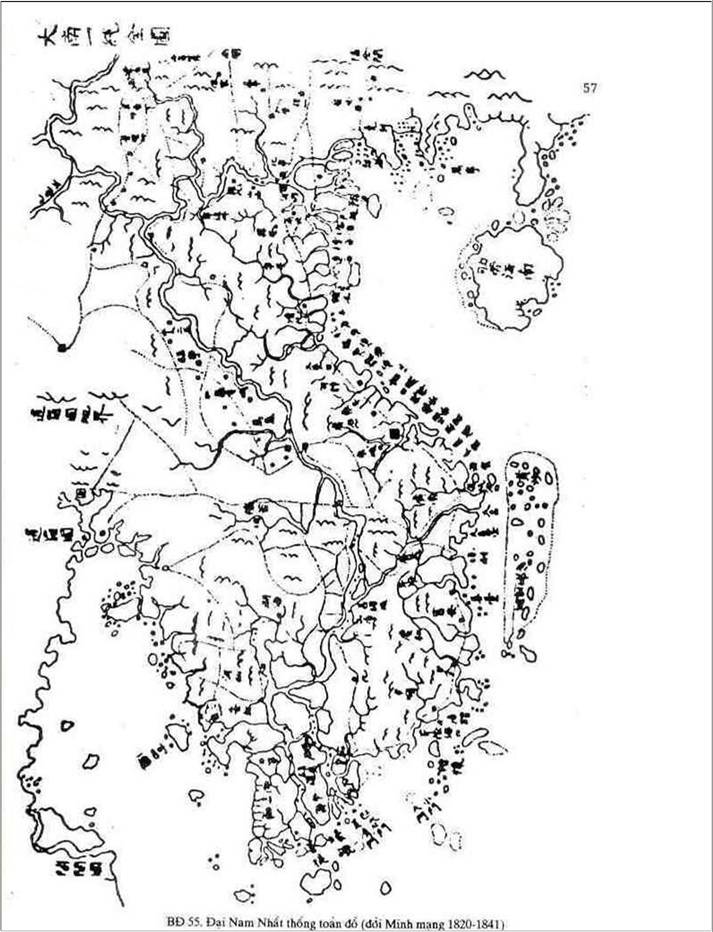 Đại Nam nhất thống toàn đồ, một trong những bản đồ quan trọng trong các bản đồ cổ của Việt Nam được trưng bày trong Triển lãm.                        Ảnh: T.L