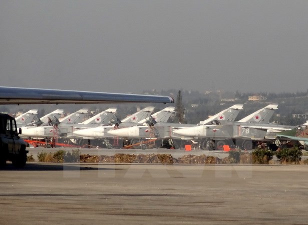 Các máy bay chiến đấu của Nga tại căn cứ quân sự ở tỉnh Latakia, miền tây bắc Syria ngày 16-2. (Nguồn: AFP/TTXVN)