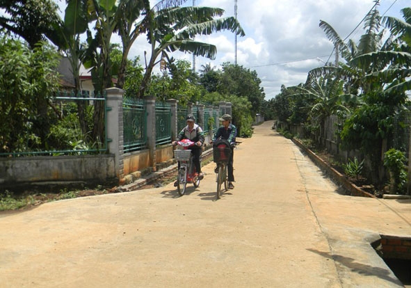 Tuyến đường nội thôn Tân Trung (xã Ea Kênh, huyện Krông Pắc) được làm từ sức dân. Ảnh: P.Đình
