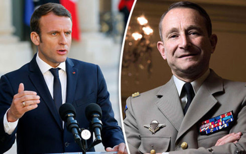 Quan hệ giữa Tổng thống Pháp Emmanuel Macron (trái) với Tổng tham mưu trưởng Quân đội Pierre de Villiers (phải) trở nên căng thẳng vì vấn đề ngân sách. (Ảnh: Getty Images/PA)