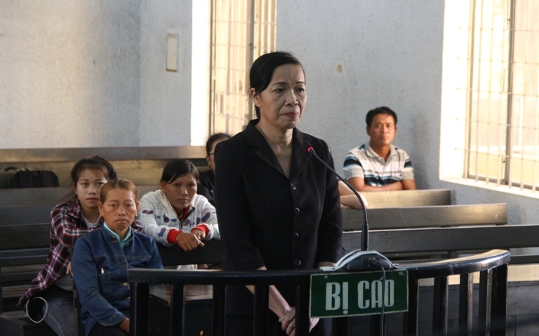 Bị cáo Trương Thị Hoa tại phiên tòa sơ thẩm.