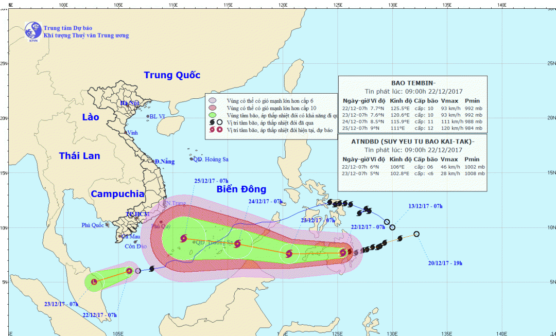 Chùm ảnh đường đi của cơn bão Tembin và áp thấp nhiệt đới suy yếu từ cơn bão số 15