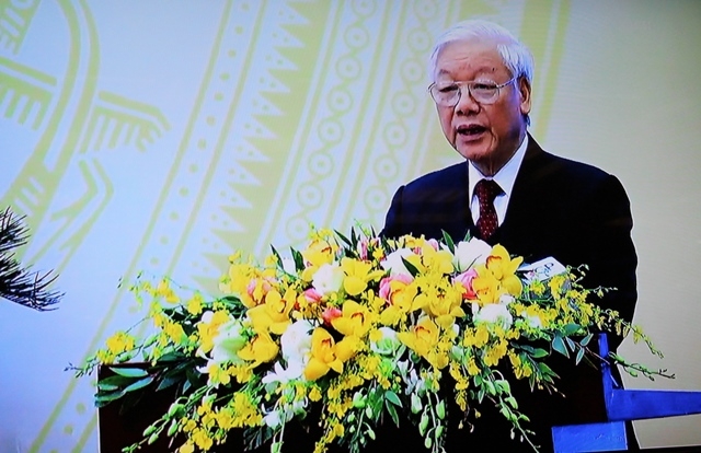 Tổng Bí thư Ban Chấp hành Trung ương Đảng Nguyễn Phú Trọng phát biểu tại Hội nghị