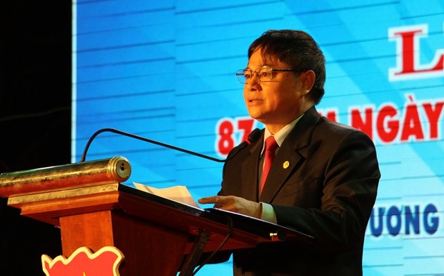 Phó Bí thư Thường trực Tỉnh ủy Phạm Minh Tấn phát biểu tại buổi lễ.