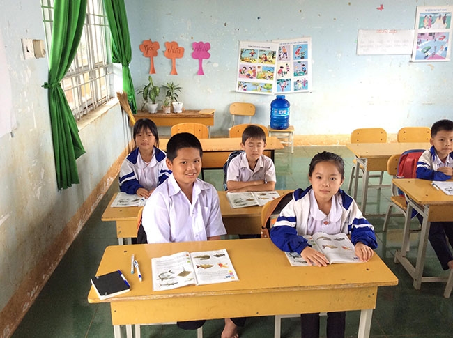 Học sinh Trường TH Hoàng Văn Thụ trong giờ học.   
