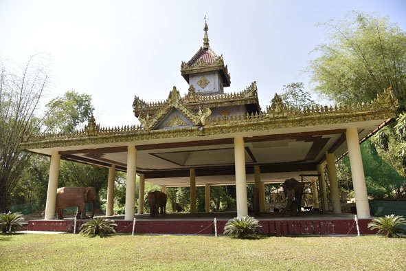 Đền voi trắng ở Yangon.   
