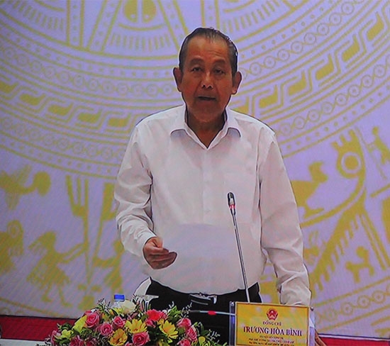 Phó Thủ tướng Thường trực Chính phủ Trương Hòa Bình phát biểu tại hội nghị (ảnh chụp qua màn hình)