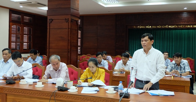 Đồng chí Nguyễn Tuấn Hà, Phó Chủ tịch UBND tỉnh góp ý tại cuộc họp