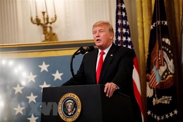 Tổng thống Mỹ Donald Trump phát biểu tại Washington DC., ngày 12-9-2018. (Ảnh: THX/TTXVN)