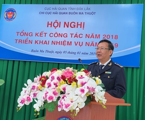 Cục trưởng Cục Hải quan tỉnh Lê Văn Nhuận phát biểu chỉ đạo tại hội nghị