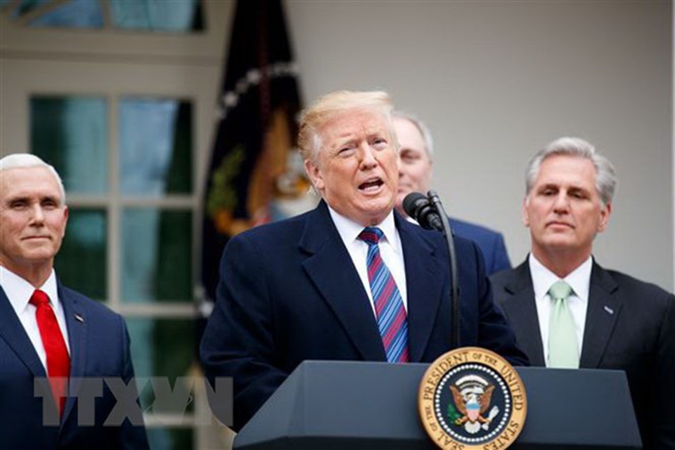 Tổng thống Mỹ Donald Trump trong cuộc họp báo tại Nhà Trắng sau cuộc họp với các nghị sĩ cấp cao đảng Dân chủ về vấn đề ngân sách ở Washington DC., ngày 4-1-2019. (Nguồn: THX/TTXVN)