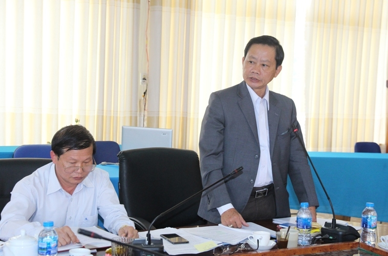 Phó Giám đốc Sở GD-ĐT Bùi Hữu Thành Cát đóng góp ý kiến tại buổi giám sát.