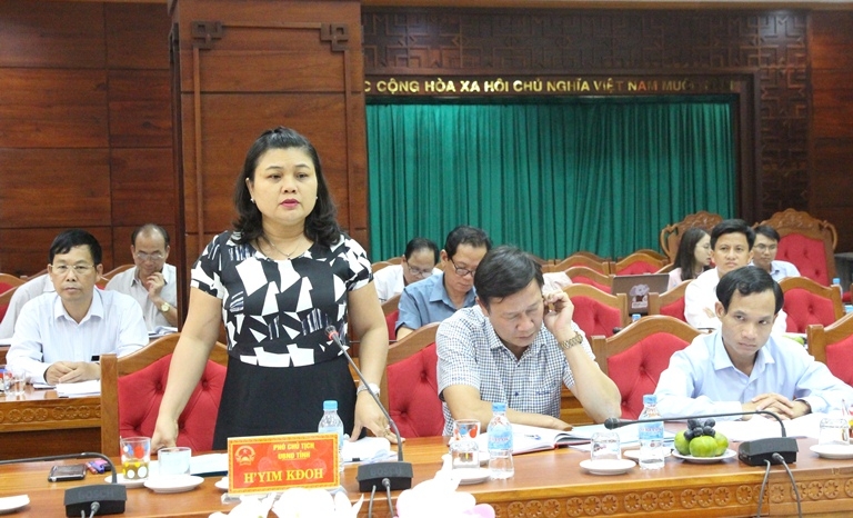 Phó Chủ tịch UBND tỉnh H’Yim K’đoh phát biểu tại buổi giám sát.