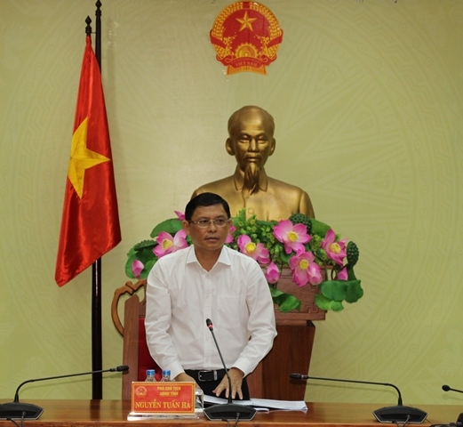 Phó Chủ tịch Thường trực UBND tỉnh Nguyễn Tuấn Hà phát biểu tại Cuộc họp