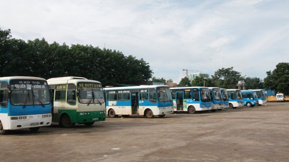 Các phương tiện vận tải hành khách tại Bến xe liên tỉnh.  