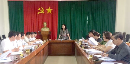 Hội LHPN tỉnh giám sát thực hiện Luật Phòng chống bạo lực gia đình tại UBND huyện Cư Kuin.  Ảnh: P.Len
