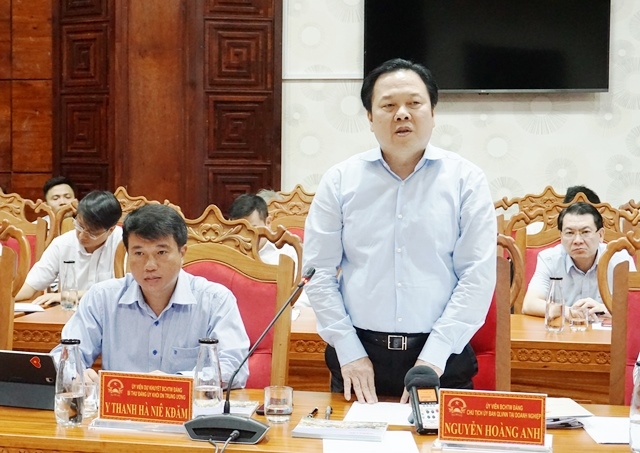 Chủ tịch Ủy ban Quản lý vốn nhà nước tại doanh nghiệp Nguyễn Hoàng Anh phát biểu tại buổi làm việc. 