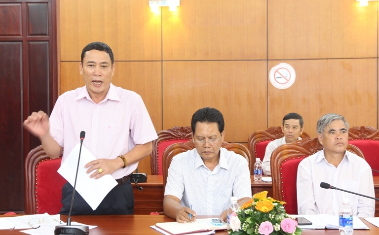 Phó chủ tịch UBND tỉnh Võ Văn Cảnh đóng góp ý kiến tại hội nghị.