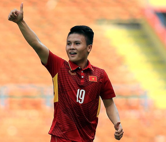 Nguyễn Quang Hải, cầu thủ tỏa sáng trong trận đấu gặp Malaysia.