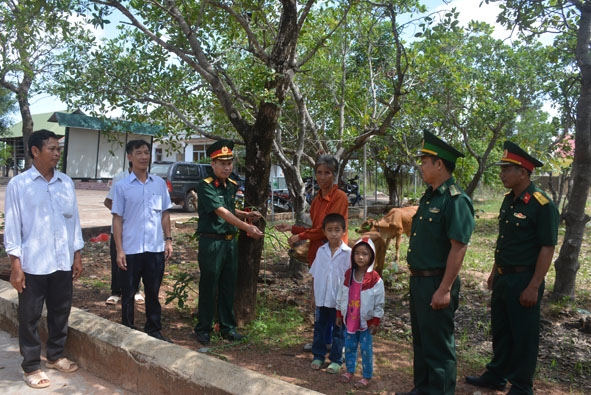 Đoàn KTQP 737 trao tặng bò giống cho hộ nghèo xã Ia Lốp, huyện Ea Súp (Đắk Lắk).