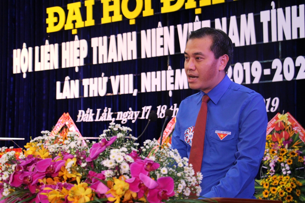 Anh Nguyễn Hải Minh - Phó Chủ tịch Trung ương Hội LHTN Việt Nam phát biểu chỉ đạo tại Đại hội