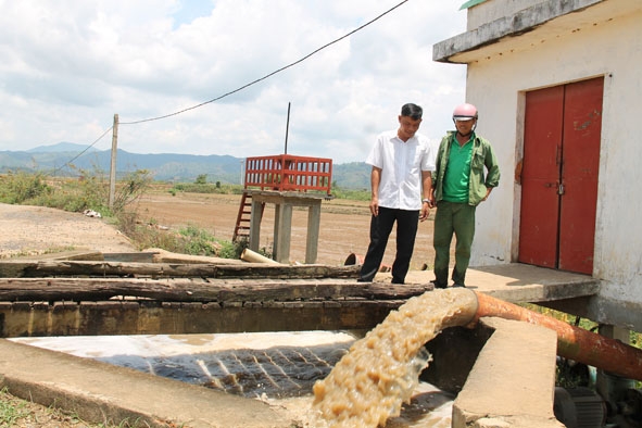 Hợp tác xã Dịch vụ nông nghiệp Quảng Tân (xã Bình Hòa, huyện Krông Ana) bơm nước phục vụ sản xuất cho người dân. 