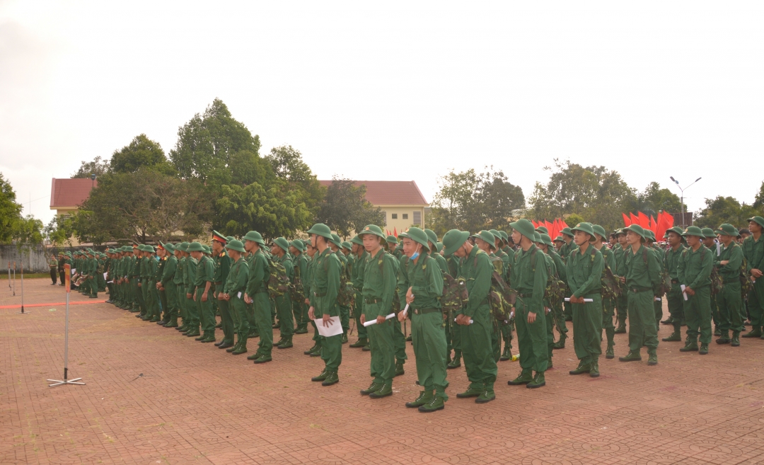 Các tân biinh dự lễ giao nhận quân năm 2020.