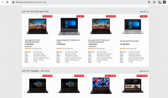 Hình thức mua máy tính trực tuyến được số đông khách hàng lựa chọn.  