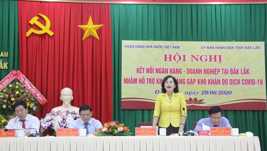Phó Thống đốc Ngân hàng Nhà nước Nguyễn Thị Hồng phát biểu tại hội nghị