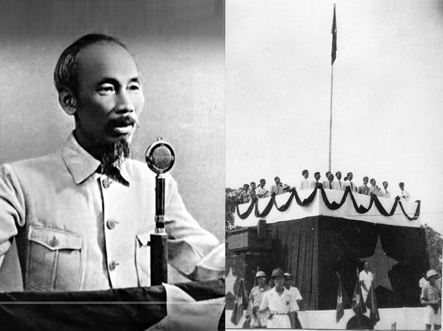 Chủ tịch Hồ Chí Minh đọc Tuyên ngôn Độc lập tại Quảng trường Ba Đình ngày 2-9-1945. Ảnh tư liệu