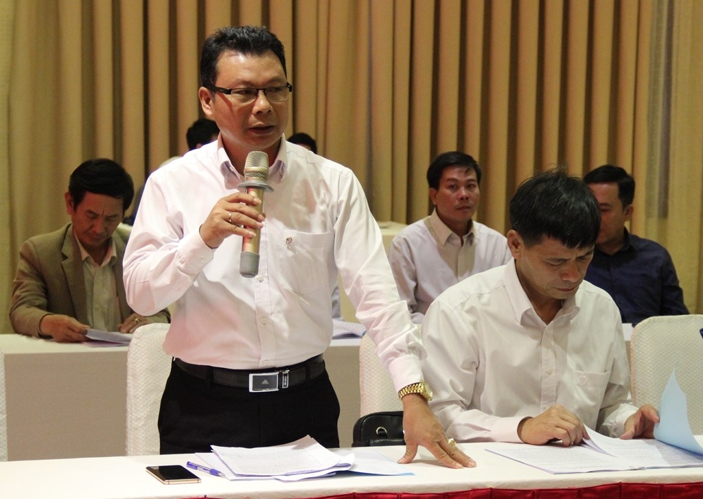 Tiến sĩ Nguyễn Duy Thụy, Viện Trưởng Viện Khoa học Xã hội vùng Tây Nguyên đóng góp ý kiến thảo luận.