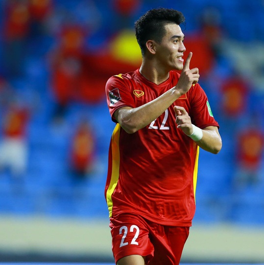Tiến Linh ăn mừng bàn thắng khi mở tỷ số cho đội tuyển Việt Nam. Ảnh Internet