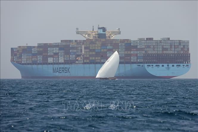 Tàu chở hàng hóa của hãng vận tải Maersk. Ảnh tư liệu: AFP/TTXVN