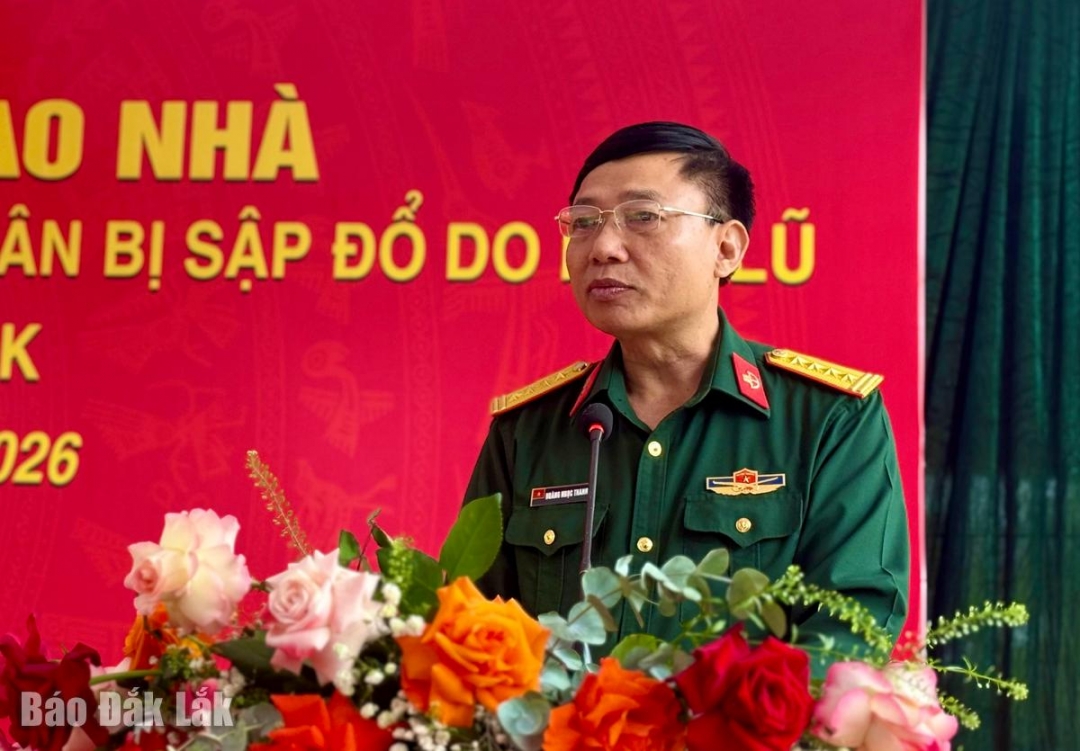 Đại tá Hoàng Ngọc Thanh, Phó Chính ủy Binh chủng Đặc công phát biểu.