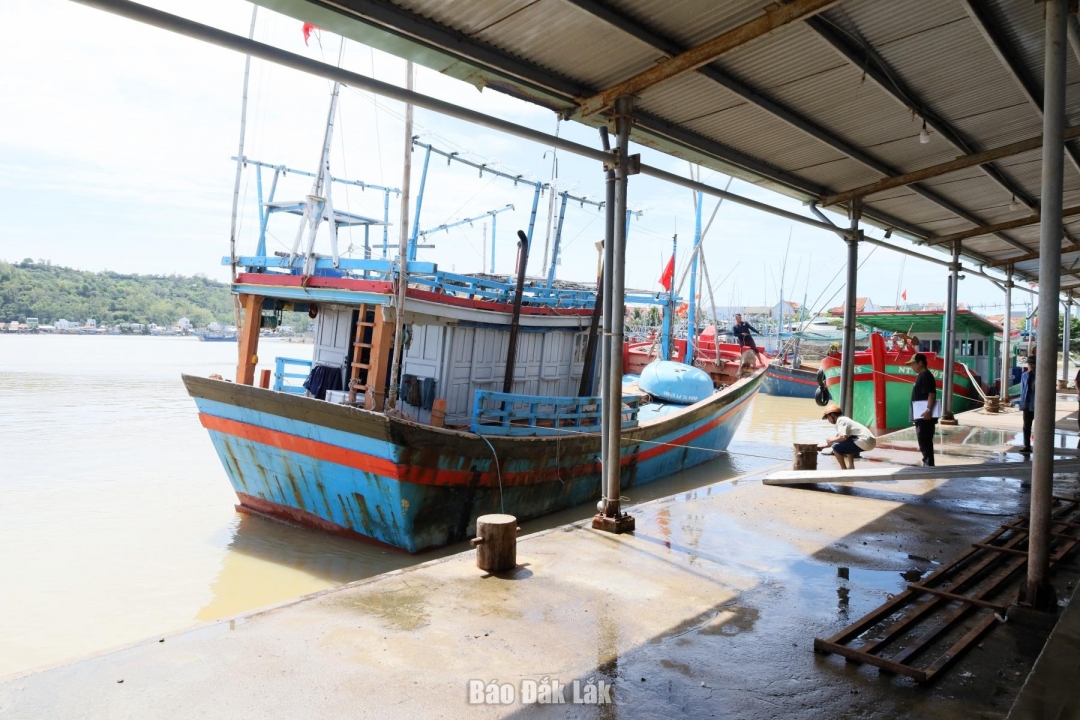 Tàu khai thác thủy sản neo đậu tại cảng cá Tiên Châu.