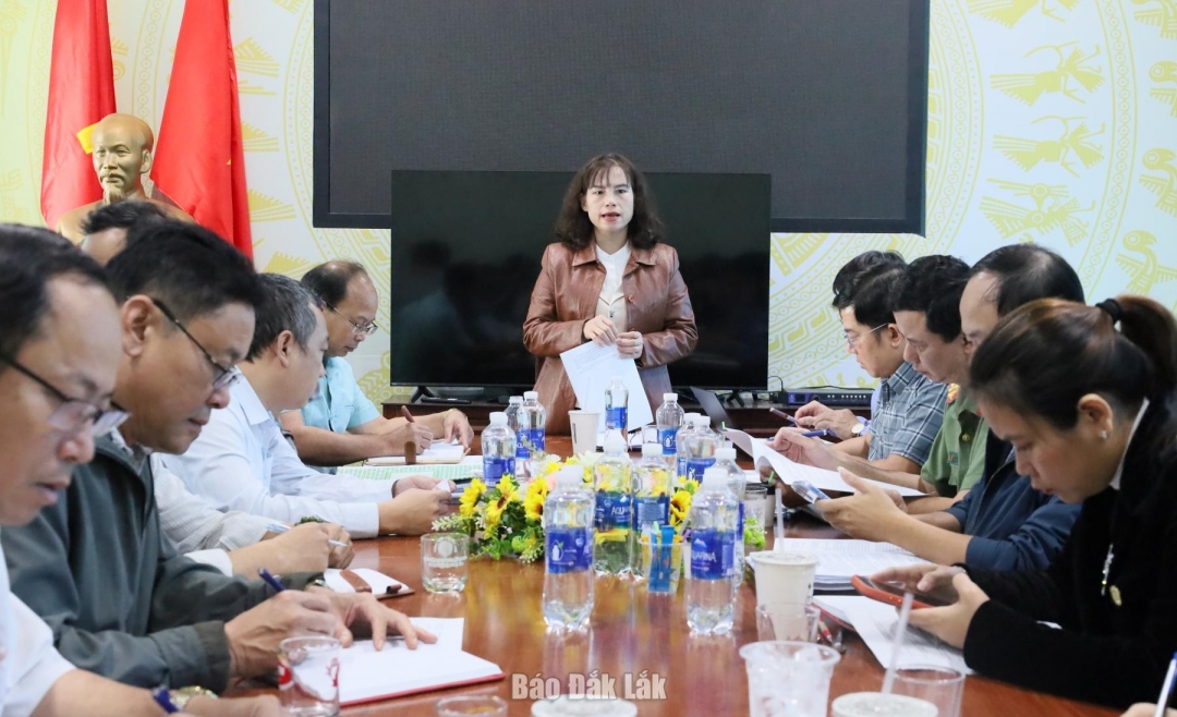 đồng chí Phan Thị Hà Phước, Ủy viên Thường trực HĐND tỉnh, Trưởng Ban Kinh tế - Ngân sách HĐND tỉnh, Phó Trưởng đoàn chủ trì buổi làm việc tại xã Vụ Bổn.