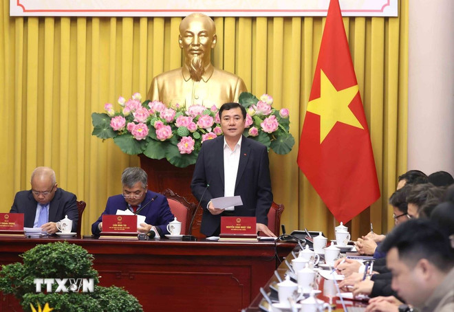 Thứ trưởng Bộ Công Thương Nguyễn Sinh Nhật Tân phát biểu. Ảnh: TTXVN