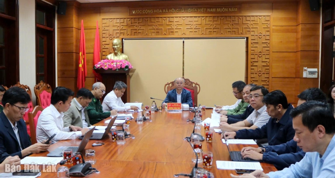 Các đại biểu tham dự hội nghị tại điểm cầu trực tuyến tỉnh Đắk Lắk