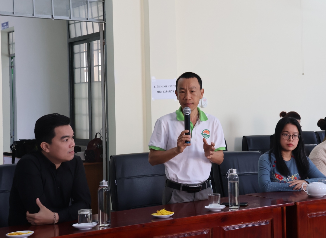 Đại diện Hợp tác xã Sản xuất thương mai dịch vụ nông nghiệp Macca Ea Hleo chia sẻ về xúc tiến thương mại sản phẩm