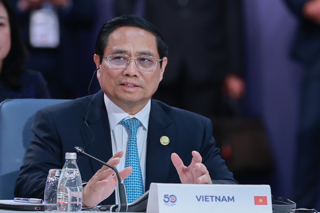 Thủ tướng Phạm Minh Chính dự và phát biểu tại Phiên họp toàn thể Hội nghị Cấp cao đặc biệt ASEAN -Australia - Ảnh: VGP