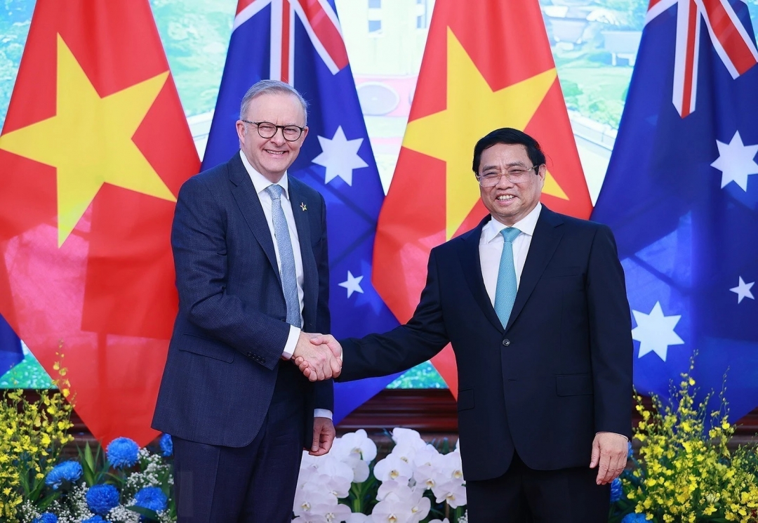 Thủ tướng Phạm Minh Chính và Thủ tướng Australia Anthony Albanese. Ảnh: TTXVN