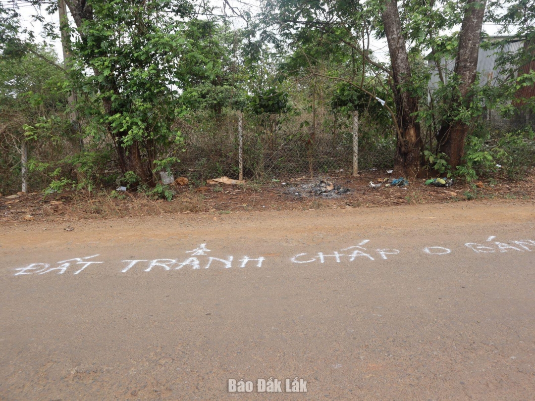 Thông tin Đất tranh chấp 0 (không) bán được xịt sơn ngay trên mặt đường.