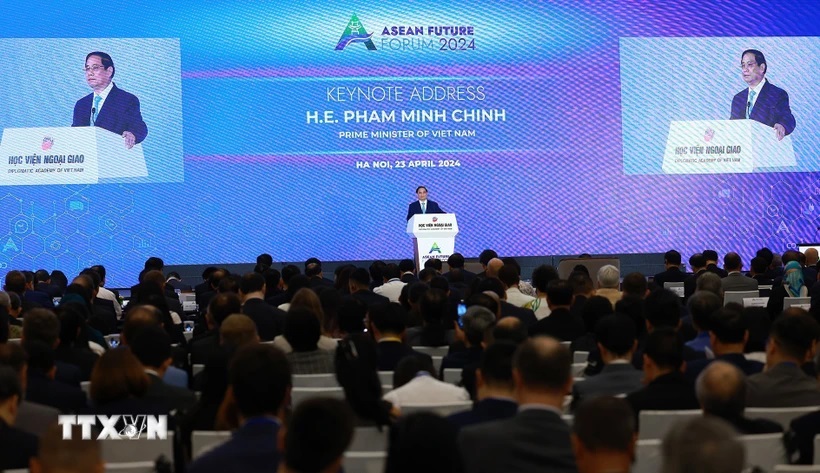 Thủ tướng Phạm Minh Chính phát biểu tại Diễn đàn Tương lai ASEAN 2024. (Ảnh: Dương Giang/TTXVN