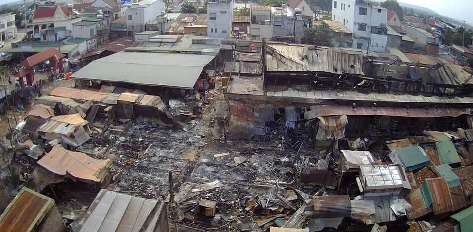 Hiện trường Chợ trung tâm huyện Ea Súp sau vụ hỏa hoạn ngày 7/5/2023