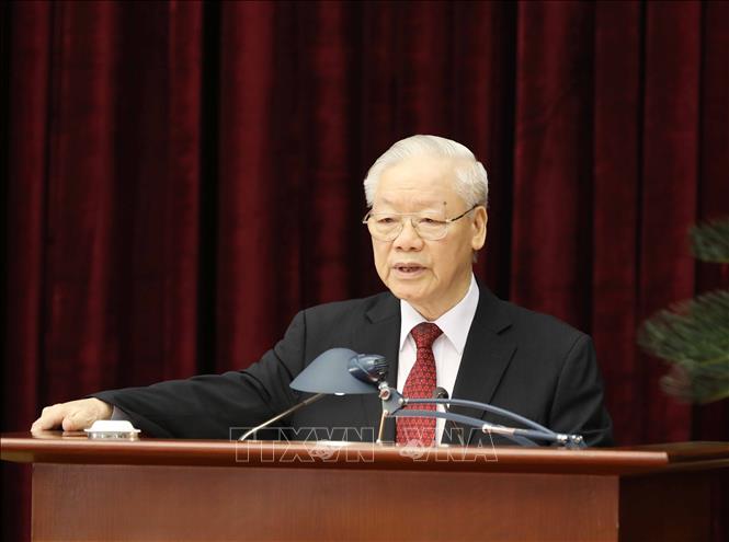 Tổng Bí thư Nguyễn Phú Trọng phát biểu khai mạc Hội nghị Trung ương giữa nhiệm kỳ khóa XIII. Ảnh: TTXVN
